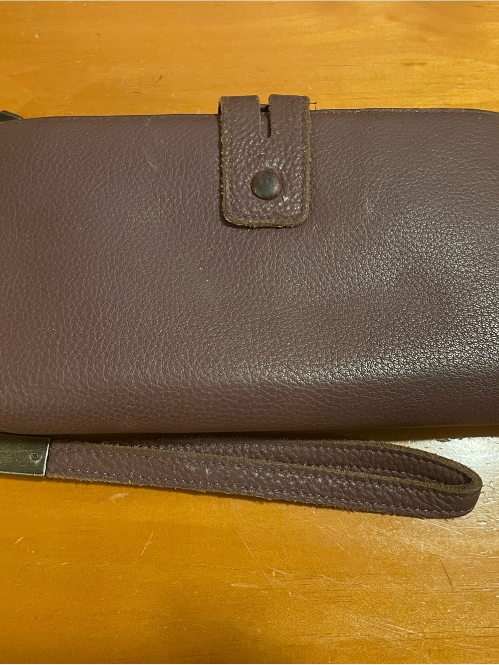 Plum Leather Wristlet Clutch
